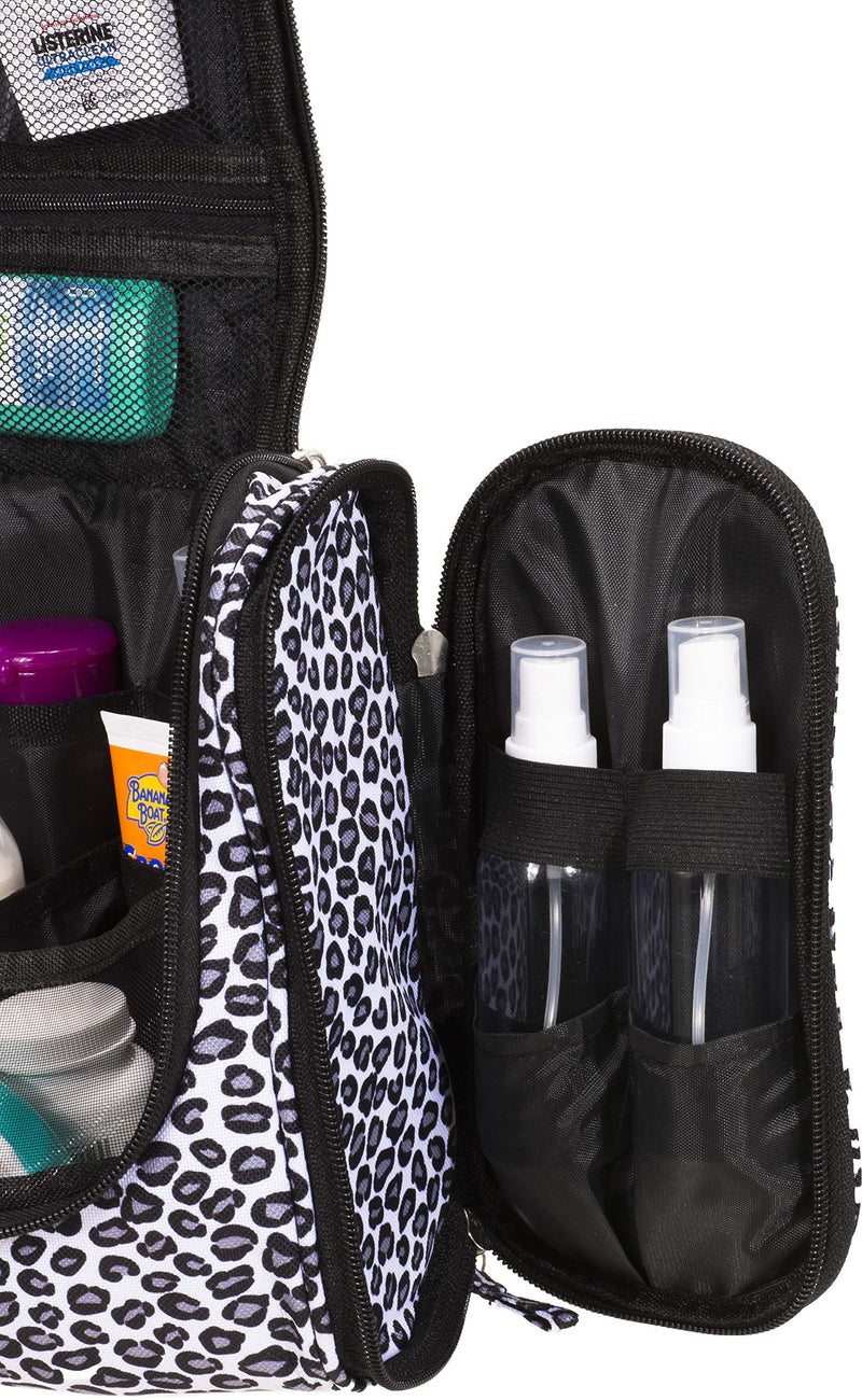 [Australia] - DMJSL Womens Medium Ladies Toiletry Travel Bag Hanging Toiletry Bag – Travel Makeup Organizer and Cosmetic Case, Travel Bag Organizer Toiletry TSA Approved, Black Leopard Print 