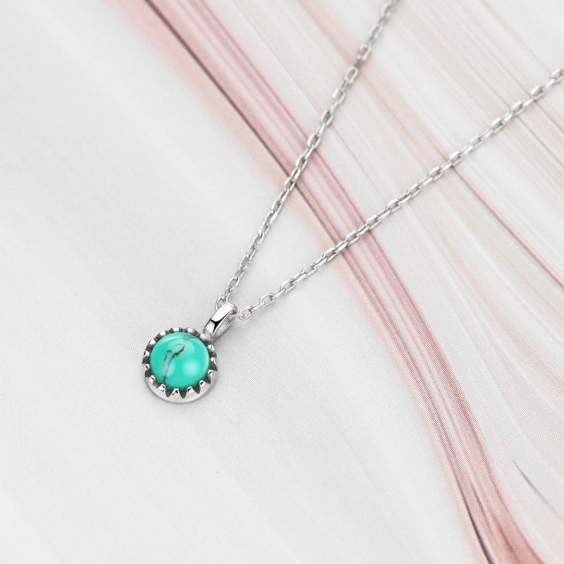 [Australia] - michooyel S925 Sterling Silver Dainty Turquoise/Opal Pendant Necklace Petite Birthstone Layering Necklace for Women Girls 