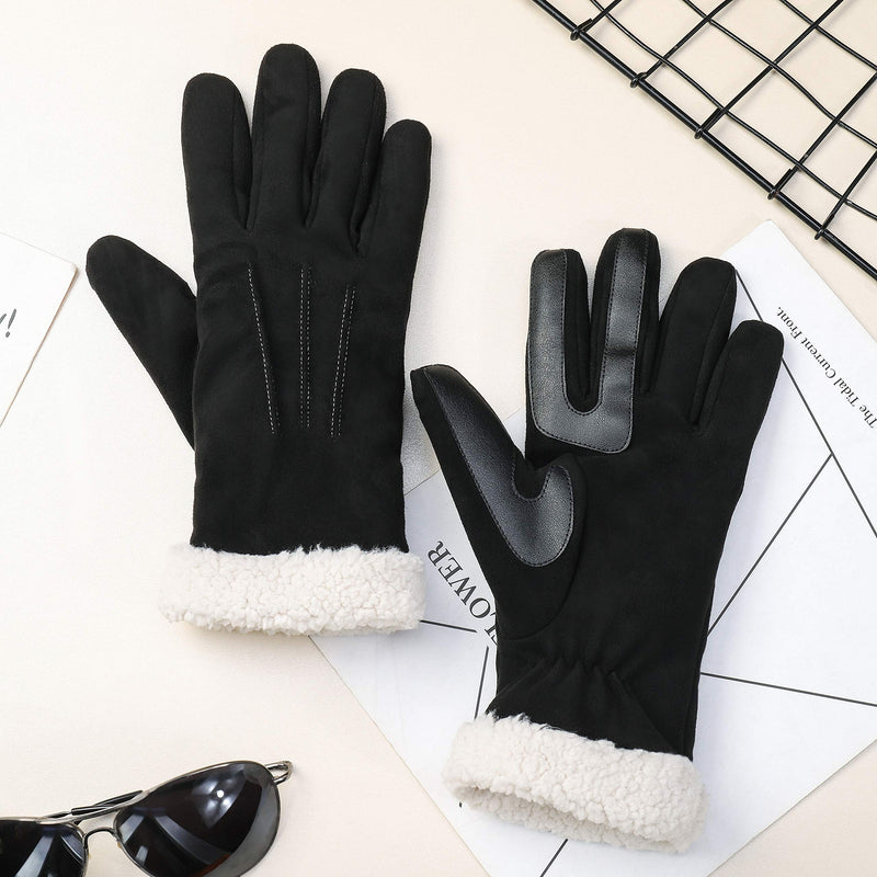 [Australia] - WANSIHE - Womens Winter Gloves Touchscreen Gloves Faux Chamois Soft Suede Plush Driving Lined Gloves Small/Medium 