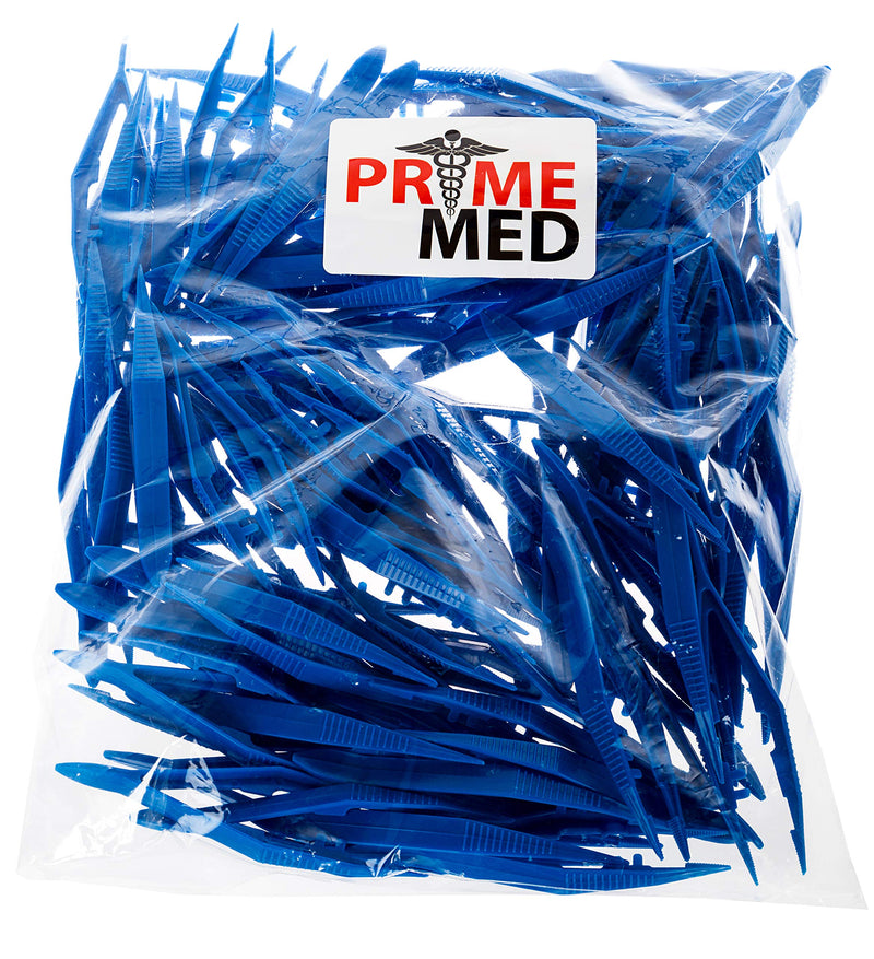 [Australia] - Bulk Priced Plastic Blue Forceps (Tapered Tweezers) from PrimeMed (125 Count) 125 Count 