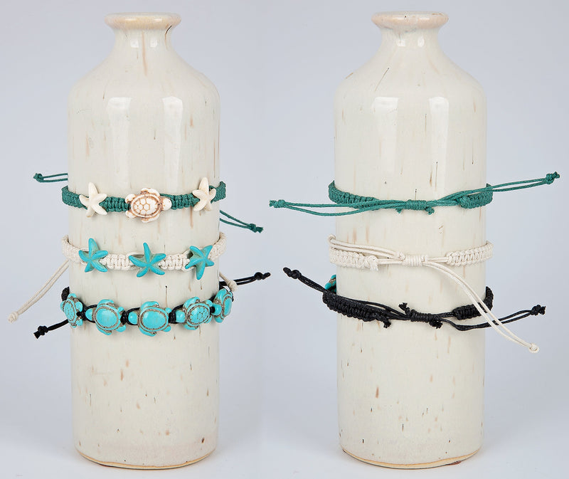 [Australia] - SPUNKYsoul Turtle Starfish Howlite Bracelet or Anklet Set Beach Collection Turtle Starfish 3 Pack 