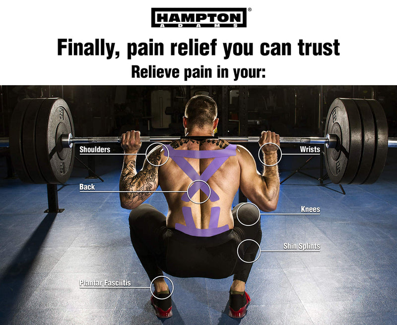 [Australia] - Hampton Adams (2 Pack) Kinesiology Tape for Physical Therapy Sports Athletes – Latex Free Elastic, 16ft Water Resistant Kinetic Uncut Kinesiology Tape for Knee Pain, Elbow & Shoulder Muscle - Purple 2 Count (Pack of 1) 