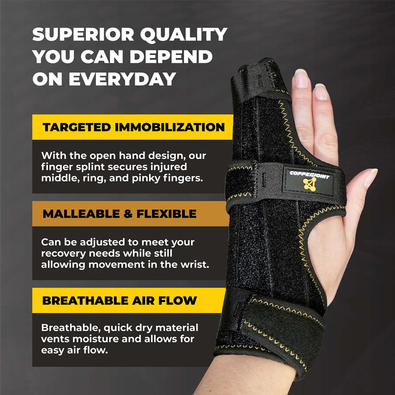 [Australia] - Pinky Finger Splint - Trigger Finger Brace for Middle Metacarpals and Knuckles - Boxer Splint & Ulnar Gutter Splint for Left or Right Hand – One Size Fits All - Copper Infused Nylon By CopperJoint 