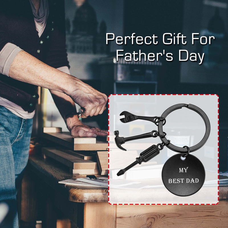 [Australia] - Top Plaza Dad Birthday Gifts from Daughter Son Father’s Day Gifts Black Dad Keychain Key Rings If Dad Can’t Fix It, No One Can Repair Tools Charms If Dad Fix (Black) 