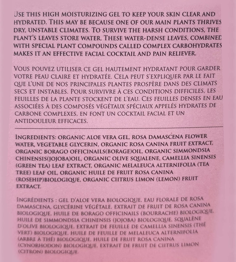 [Australia] - Unrefined Rose and Aloe Vera Moisturizing Rush 99 Hr Renew Hydration All Natural and Vegan Formula/ Highly Moisturizing Gel with Squalene for All Skin Types 