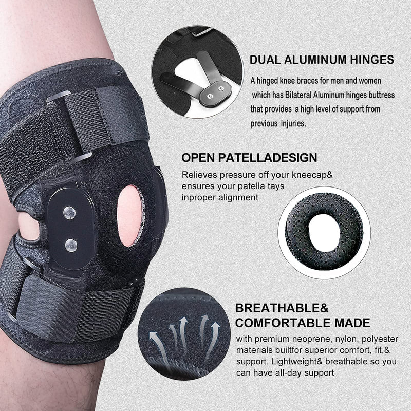 [Australia] - Hinged Knee Brace, Adjustable Knee Support Wrap for Men&Women, Pain Relief Swelling and Inflammation, Patellar Tendon Support Sleeve for Helping Relieve Strains, Sprains, ACL and MCL Injuries XX-Large 