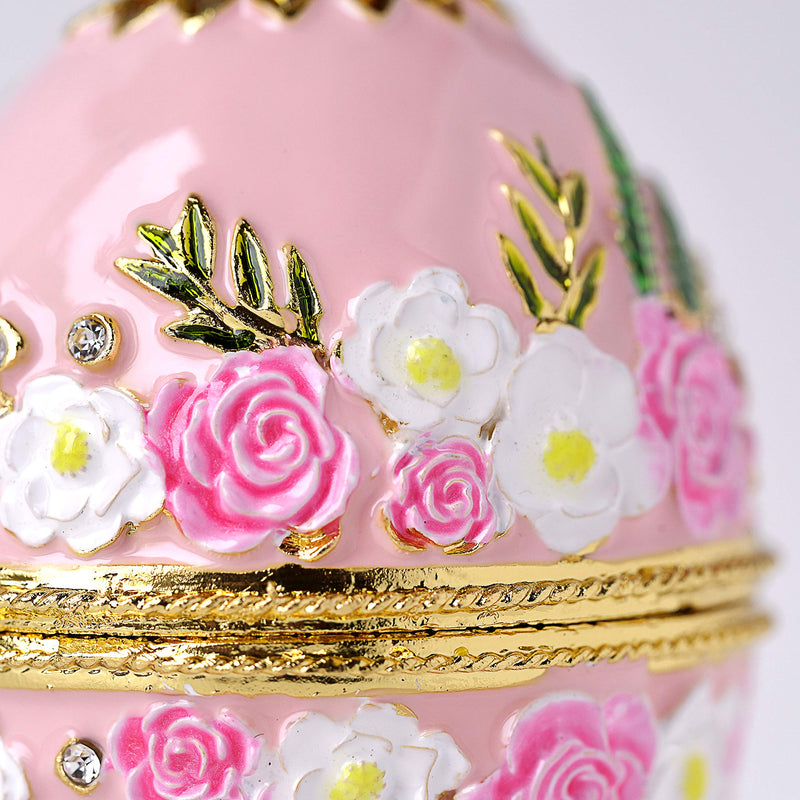 [Australia] - Apropos Hand- Painted Classic Vintage Style Faberge Egg with Rich Enamel and Sparkling Rhinestones Jewelry Trinket Box (Light Pink) Light Pink 