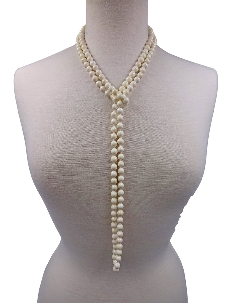 [Australia] - MGR MY GEMS ROCK! 60 Inch 8MM Genuine Mother of Pearl Endless Infinity Multi-Layer of Long Beaded Strand Necklace. Creamy white 