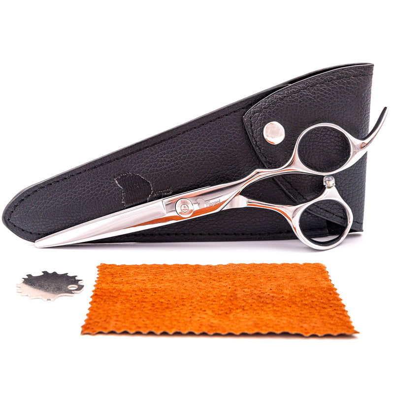 [Australia] - Professional Hair Scissors 6 Inch with Extremely Sharp Blades, 440C Steel Hair Cutting Scissors, Durable, Smooth Motion & Fine Cut, Barber Scissors with Elegant Sheath, Cleaning Leather & Key 