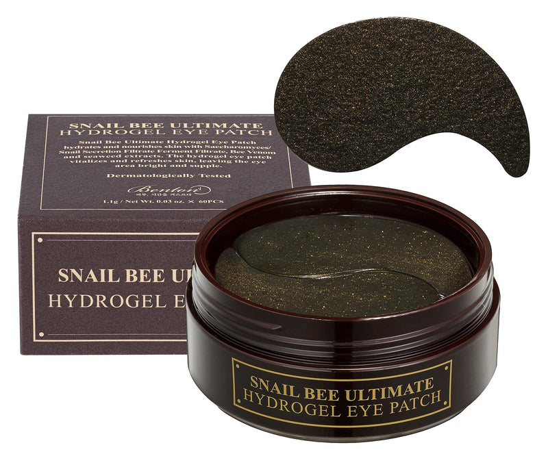 [Australia] - BENTON Snail Bee Ultimate Hydrogel Eye Patch 60pcs - Snail Secretion Filtrate & Seaweeds Extract Contained Nourishing & Hydrating Eye and Wrinkle Areas Patches, Soothing and Cooling 