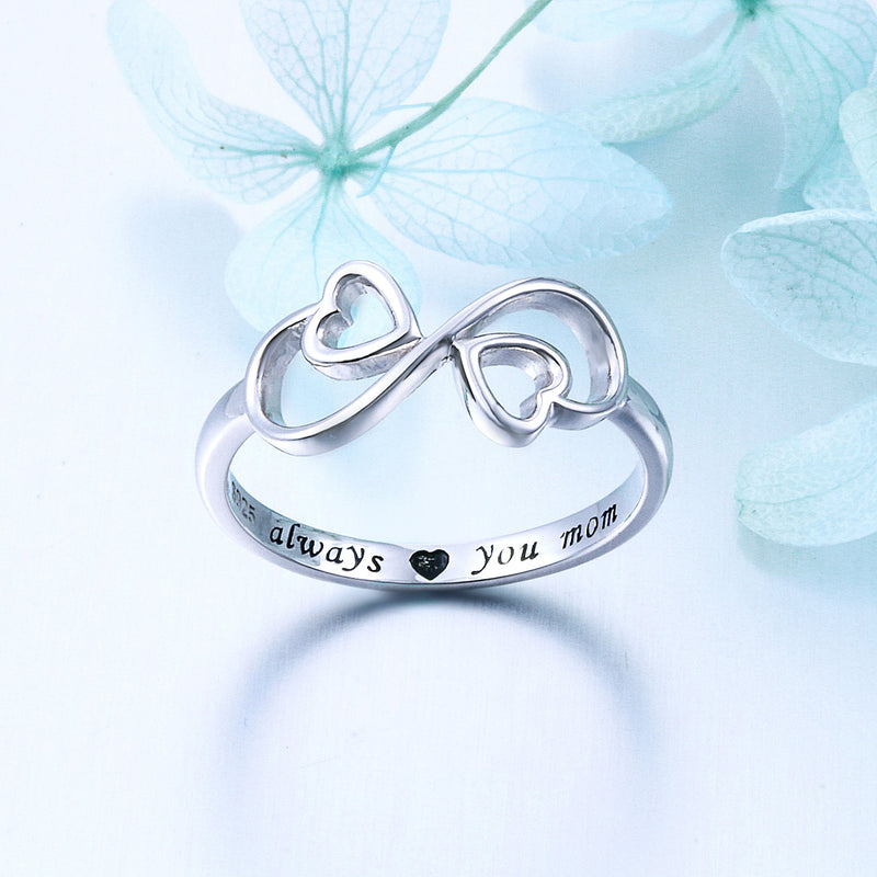 [Australia] - Sterling Silver Engraved Always Love You Mom Mother Daughter Forever Ring, Size 5-10 