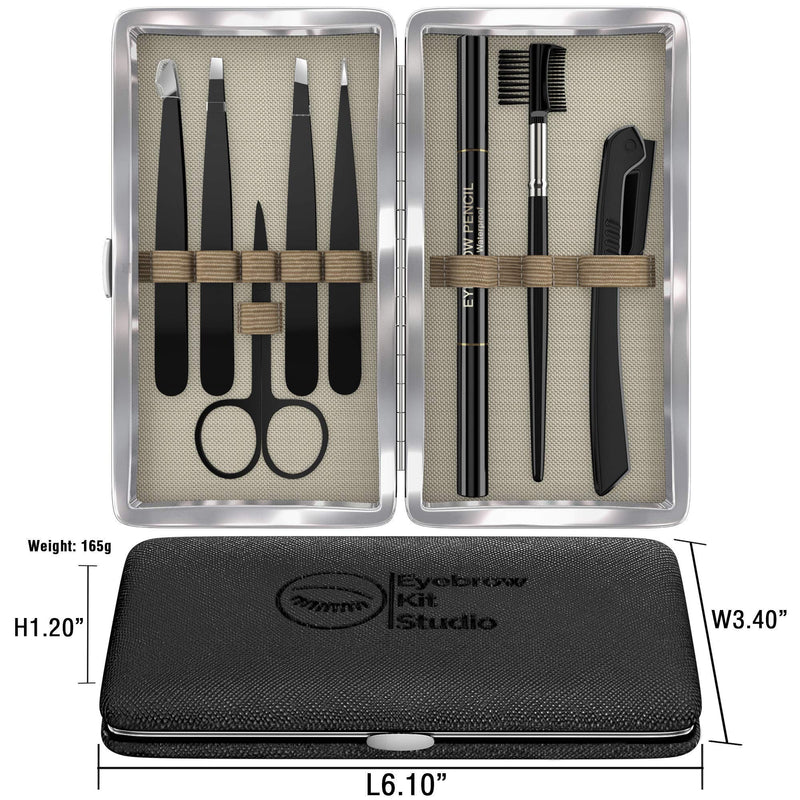 [Australia] - Eyebrow Kit, 8in1, Multipurpose Tweezers for Women – Brows Shaping, Grooming, Threading, Trimming Set Includes Razor, Pencil, Scissors and Brush 