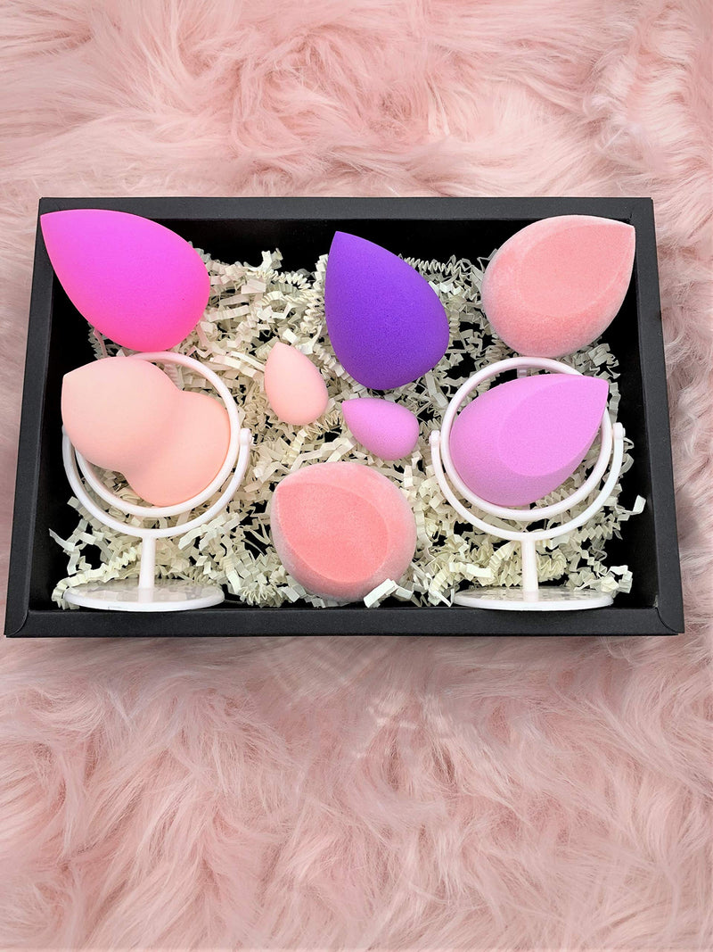 [Australia] - 8-pcs Makeup Sponge Kit for Beauty, Foundation/Makeup Blending Sponges - Standard & Mini Sizes, Microfiber Sponges & Makeup Holders - Perfect for Holiday Gifts 