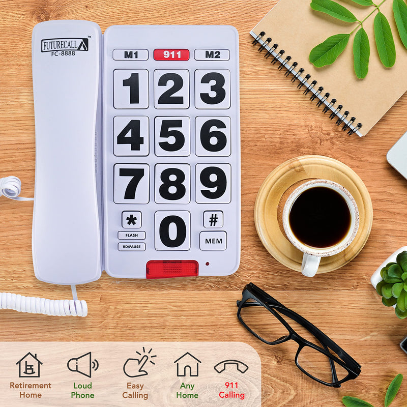 [Australia] - Future Call FC-8888 Big Button Phone for Seniors | Large Button Phones for Seniors | Phone for Visually Impaired and Telephones for Hearing Impaired | 40db Handset | Best Landline Phones for Seniors 
