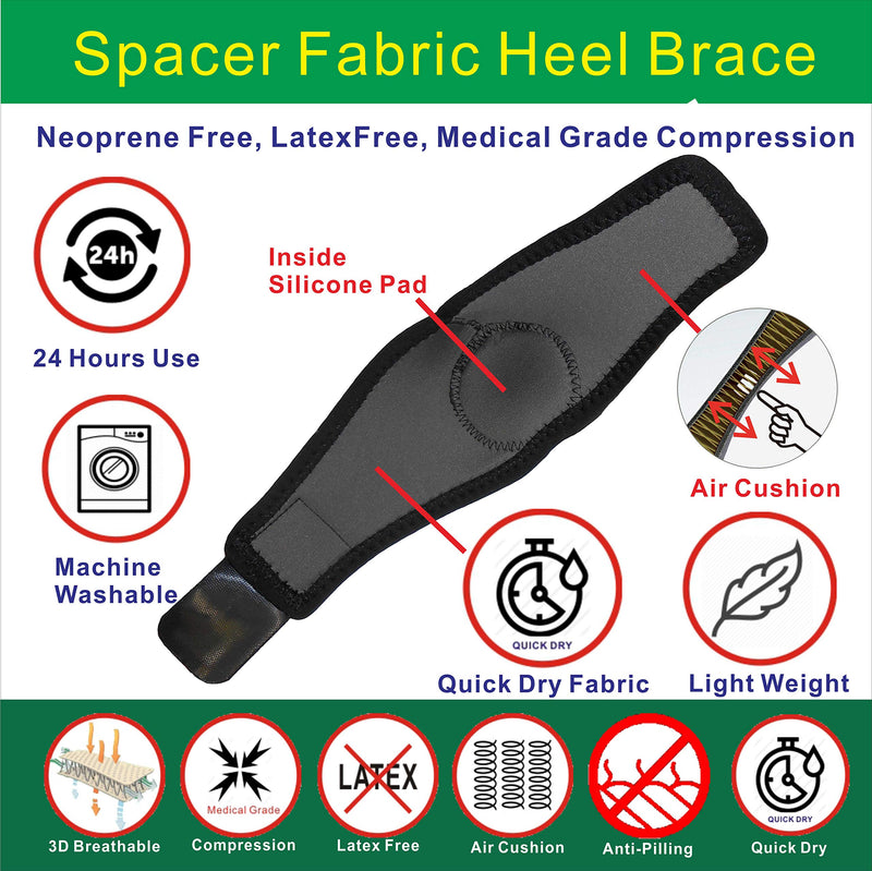 [Australia] - New 3D Breathable Patented Spacer Fabric Silicone Gel Heel Pain, Heel Support, Cracked heel, Black, One Size Fit Most, One PCS 