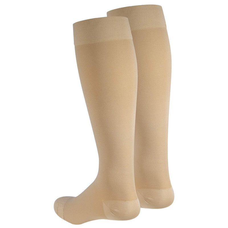 [Australia] - NuVein Medical Compression Stockings, 15-20 mmHg Support for Women & Men, Knee Length, Closed Toe, Beige, Medium Medium (15-20 mmHg) 