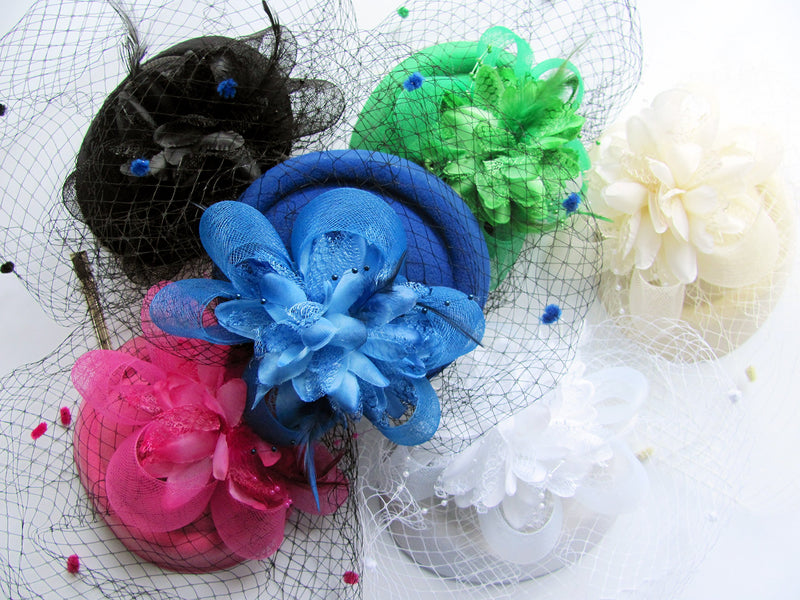 [Australia] - Cizoe Fascinator Hair Clip Pillbox Hat Bowler Feather Flower Veil Wedding Party Hat Tea Hat 1-a-black1 