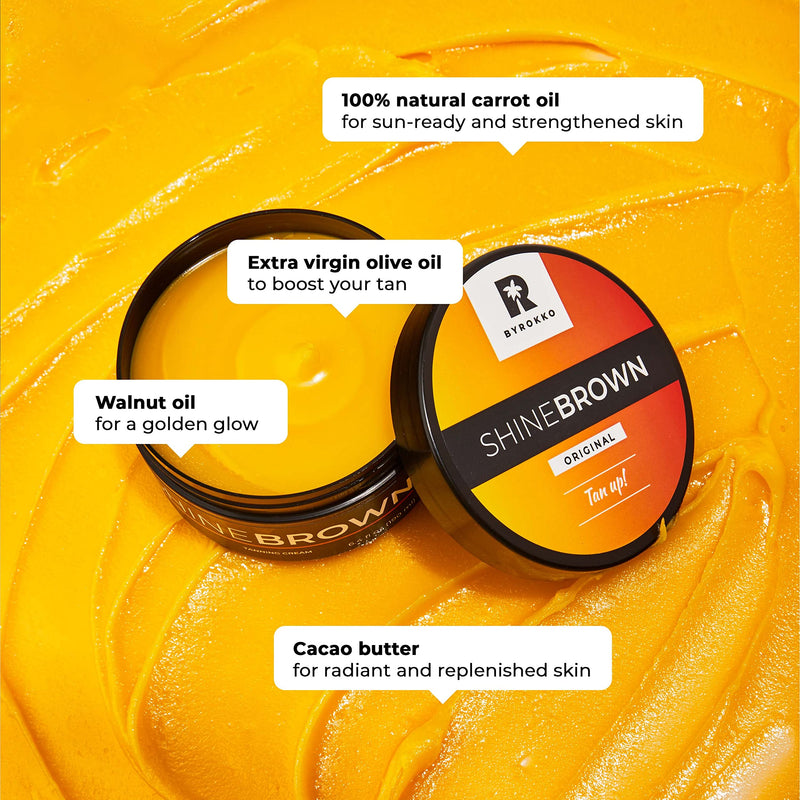 [Australia] - BYROKKO Shine Brown Premium Tanning Accelerator Cream (190 ml), Effective in Sunbeds & Outdoor Sun, Achieve a Natural Tan with Natural Ingredients 