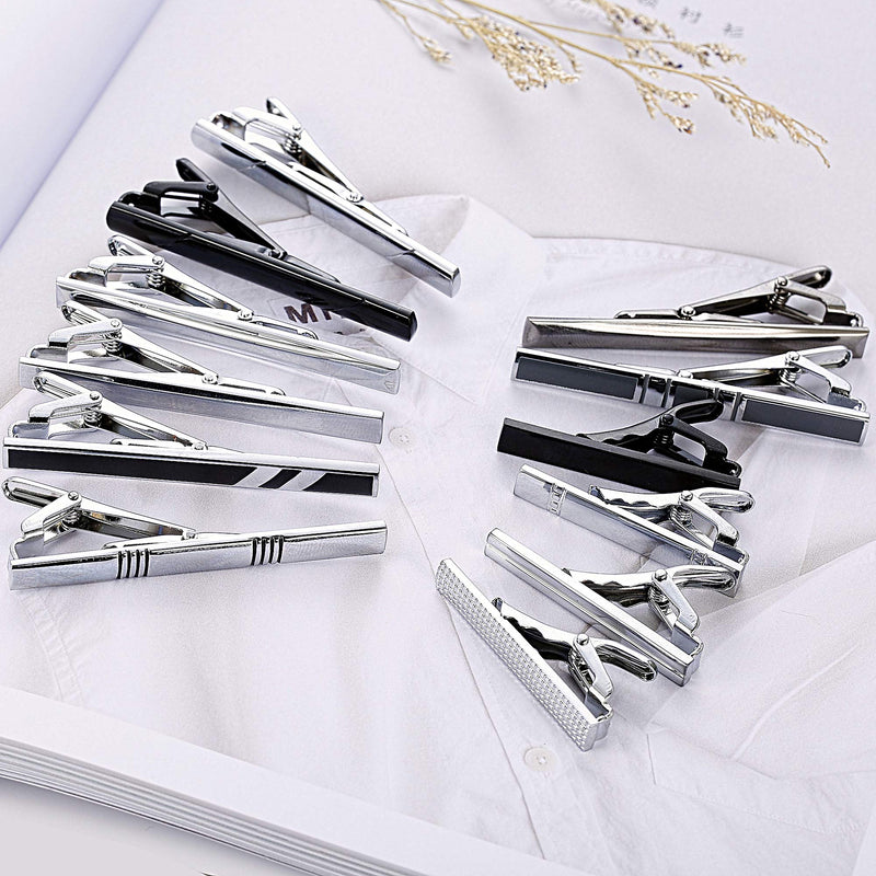 [Australia] - LOYALLOOK 12Pcs Tie Clips Set for Men Tie Clips Bar Pin Variety Set for Regular Skinny Ties Necktie Wedding Business Mens Gifts B(8pcs Regular+4pcs skinny) 