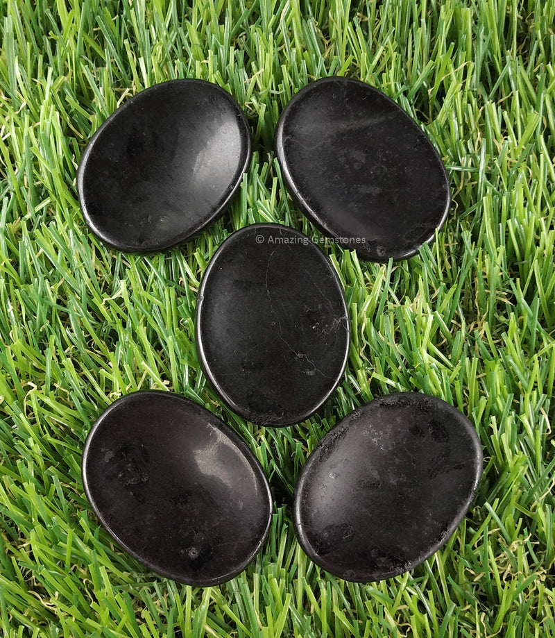 [Australia] - Black Tourmaline Crystal Worry Stone, Natural Gemstone Thumb Rubbing Stone - Fidget Palm Stone Healing Crystal Black Tourmaline 