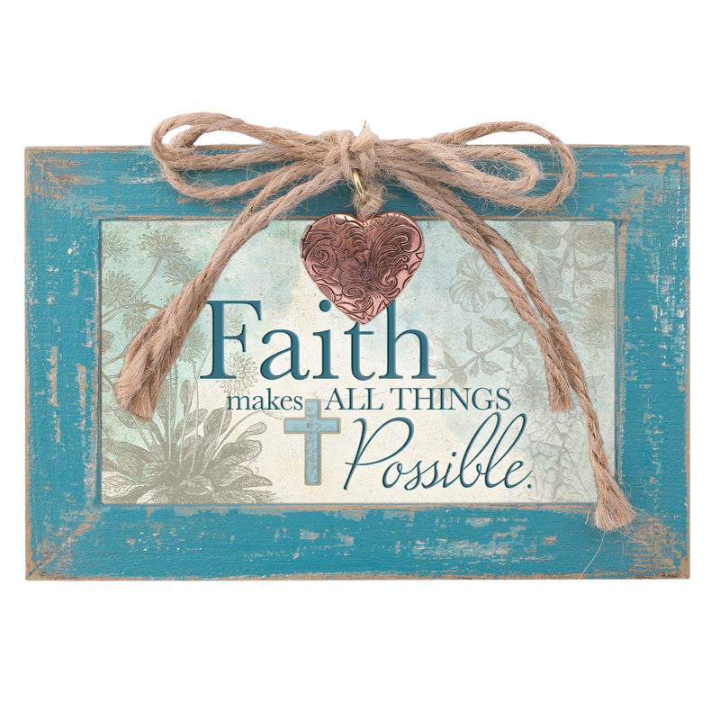 [Australia] - Faith Makes All Things Possible Teal Distressed Jewelry Music Box Plays Amazing Grace 