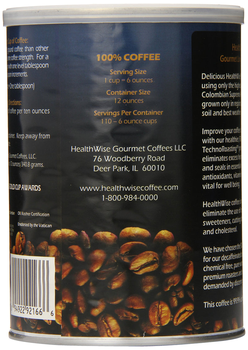 [Australia] - HealthWise Low Acid Swiss Water Decaffeinated Coffee, 100% Colombian Decaf Supremo, 12 Ounce 