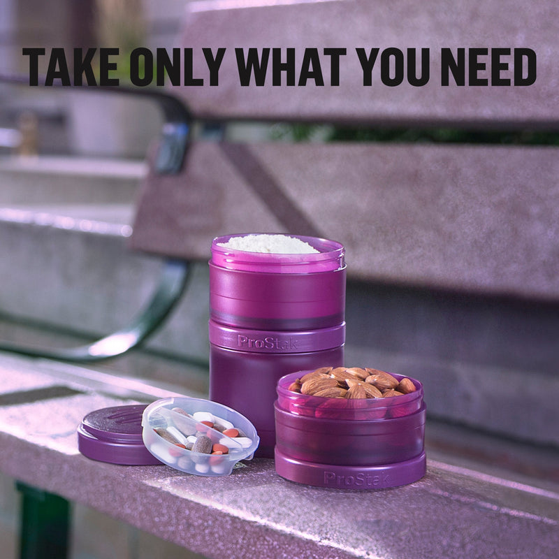 [Australia] - BlenderBottle Shaker Bottle with Pill Organizer and Storage for Protein Powder, ProStak System, 22-Ounce, Pebble Grey 