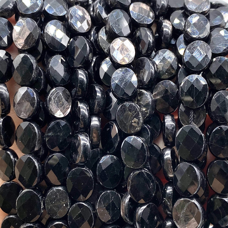 [Australia] - [ABCgems] Quebec Black Aura Hypersthene AKA Magical Stone (Gorgeous Flash- Mohs Hardness 6) Tiny 6X8mm Micro-Faceted Diamond-Cut Checkerboard Oval Beads (More Surface to Reflect Light) 