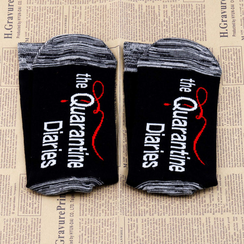 [Australia] - PYOUL 2 Pairs Quarantine Socks Social Distancing Gift The Quarantine Diaries Socks 