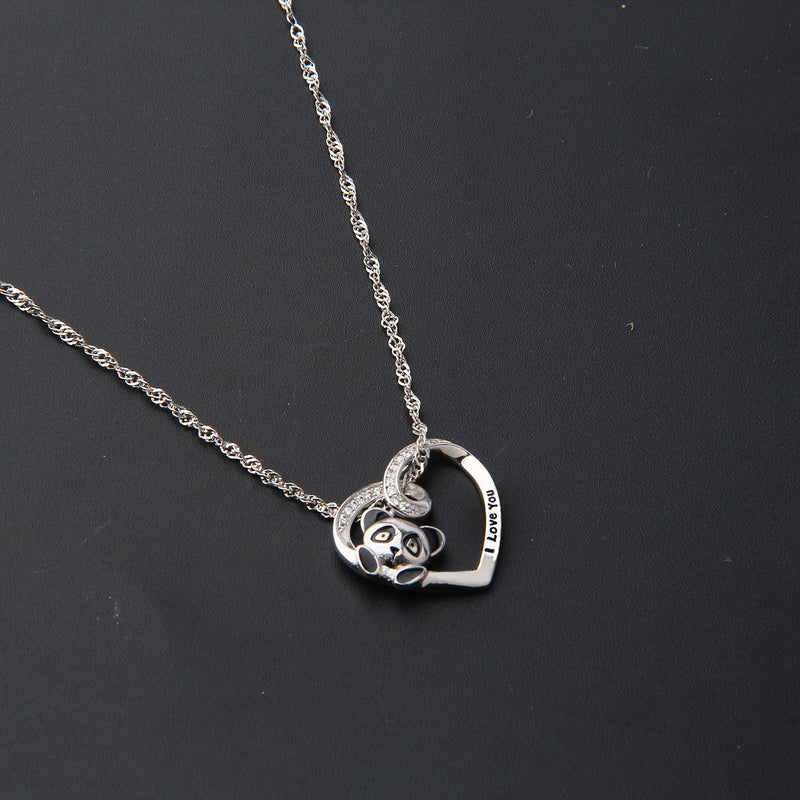 [Australia] - MAOFAED I Love You Panda Jewelry Panda Necklace Panda Lover Gift Animal Lover Jewelry Gift for Her NE-iloveyoupanda 