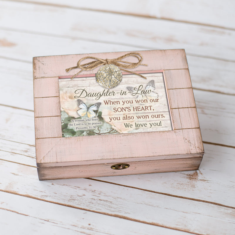 [Australia] - Cottage Garden Daughter in Law We Love You Blush Pink Distressed Locket Music Box Plays Friend in Jesus 