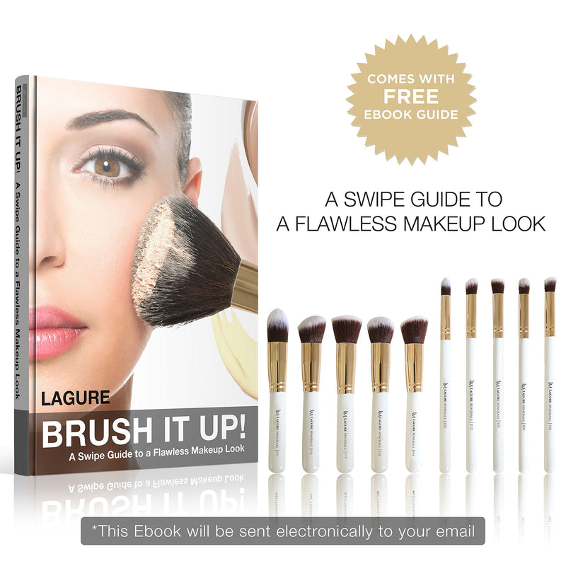 [Australia] - Lagure Premium Kabuki Makeup Brush Set - The Perfect Makeup Brushes for Your Eyeshadow, Contour Kit, Blush, Foundation, Concealer, Face Powder - Includes Cosmetic Brush Guide 