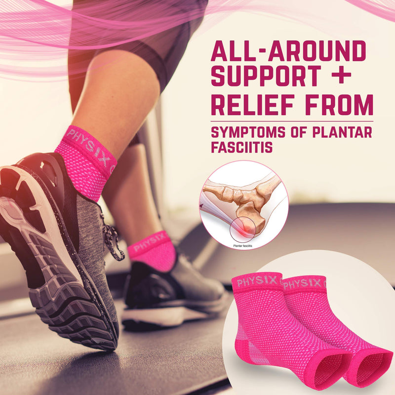 [Australia] - Physix Gear Sport 2 Pairs of Plantar Fasciitis Socks with Arch Support for Men & Women in (Beige Nude + Pink) S/M Size 