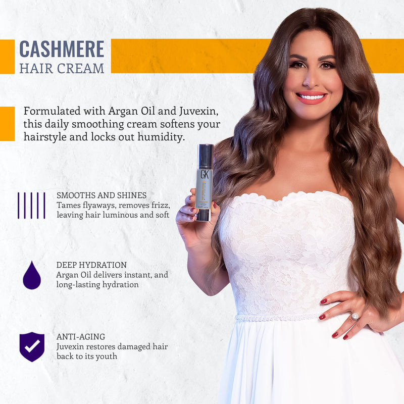 [Australia] - GK HAIR Global Keratin Leave in Cashmere Hair Smoothing and Styling Cream (1.69 Fl Oz/50ml) Argan Oil for Anti-Frizz Sleek Shine and Hydrates Dry Damaged and Unmanageable Hair Repair 50 ml (Pack of 1) 