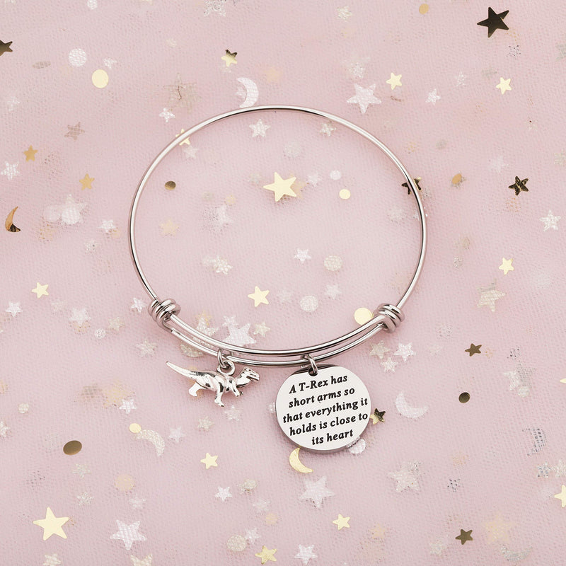 [Australia] - BAUNA Dinosaur Keychains T-Rex Gifts A T-Rex Has Short Arms So That Everything It Holds is Close to Its Heart Animals Inspirations Quote Jewelry Gift T-Rex Bracelet 