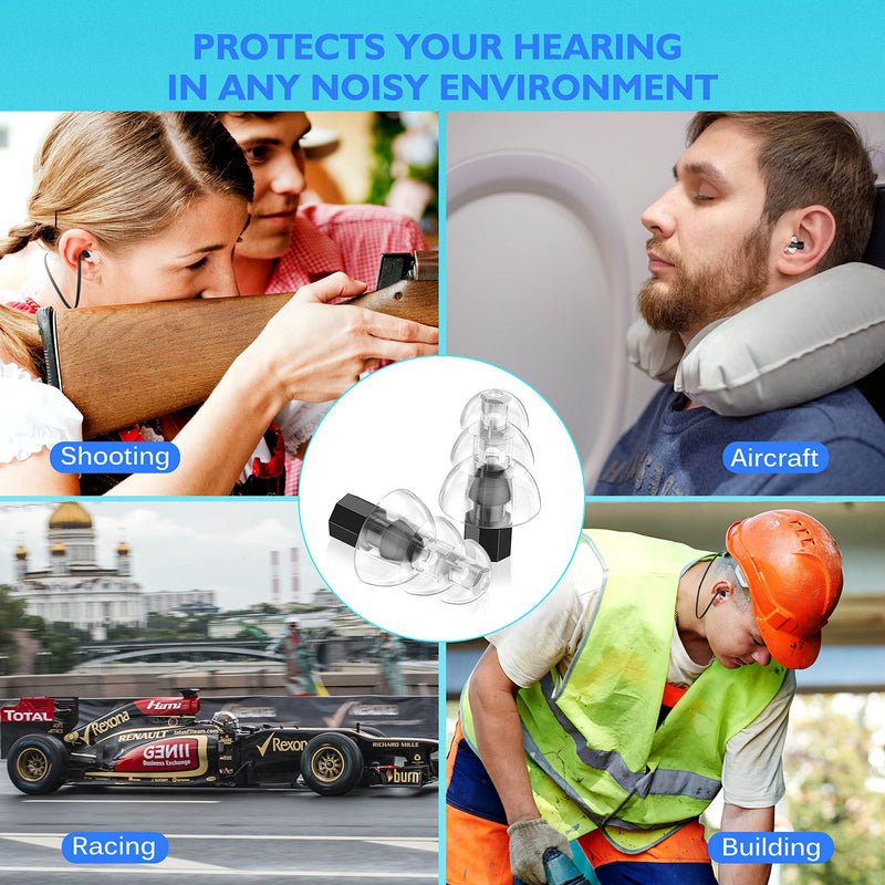 [Australia] - High Fidelity Earplugs - Comfortable, Reusable Silicone Ear Plugs with Cord for Snoring, Shooting Range, Concerts, Travel. 30db Noise Canceling Protects Hearing for Men & Women. Stylish Black 