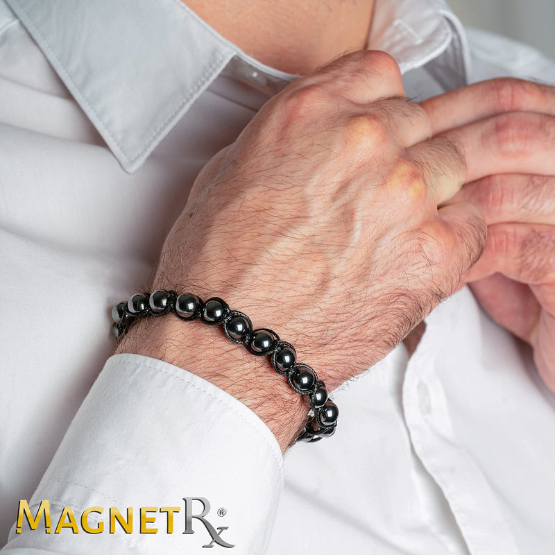 [Australia] - MagnetRX® Hematite Magnetic Bracelet - Beaded Magnetic Hematite Bracelets (Bali 8mm Bead) Bali 8mm Bead 