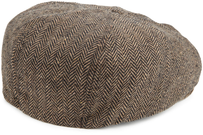 [Australia] - Brixton Men's Brood Newsboy Snap Hat Medium Brown/Khaki Herringbone 