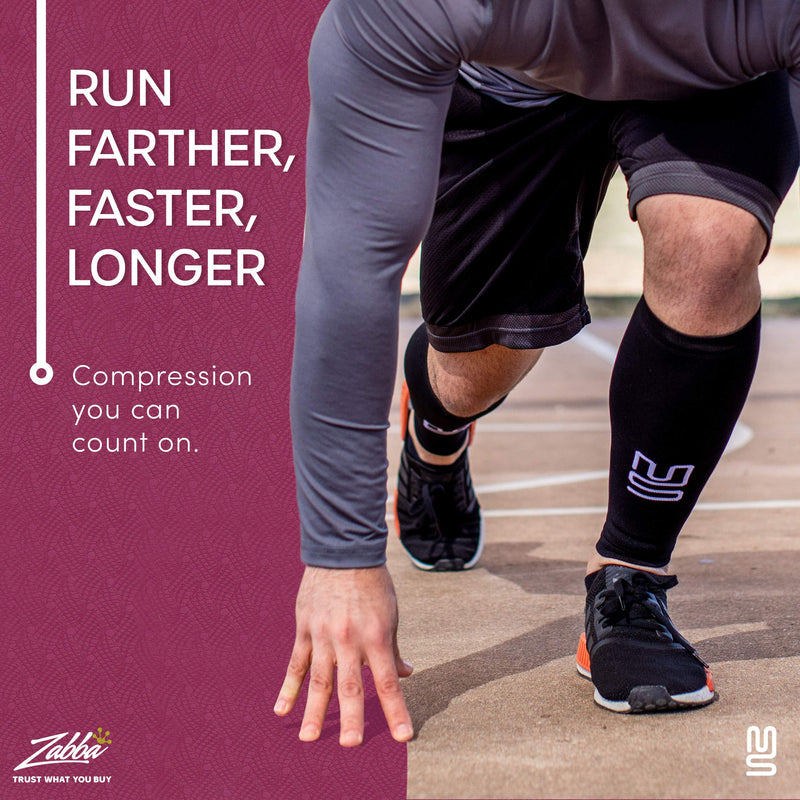 [Australia] - Modetro Sports Calf Support - Large, Calf Compression Sleeve 1 Pack for Men and Women - Leg Sleeves for Sports, Running, Flights, and Shin Splints - Black L ( 1 Pair ) 