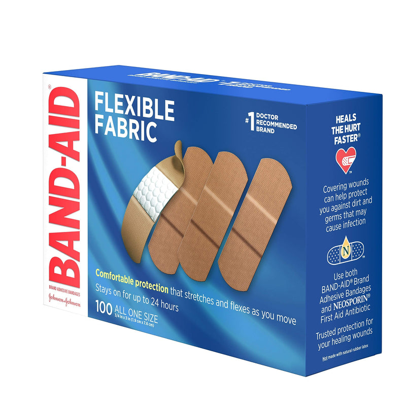 [Australia] - Band-Aid Flexible Fabric Adhesive Bandages 3/4" X 3" 100 Ct 10 Count (Pack of 1) 