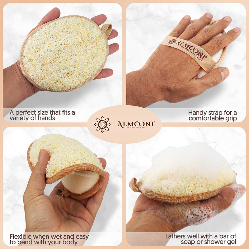 [Australia] - Premium Exfoliating Loofah Pad Body Scrubber, Made with Natural Egyptian Shower Loufa Sponge That Gets You Clean, Not Just Spreading Soap (2 Pack) 