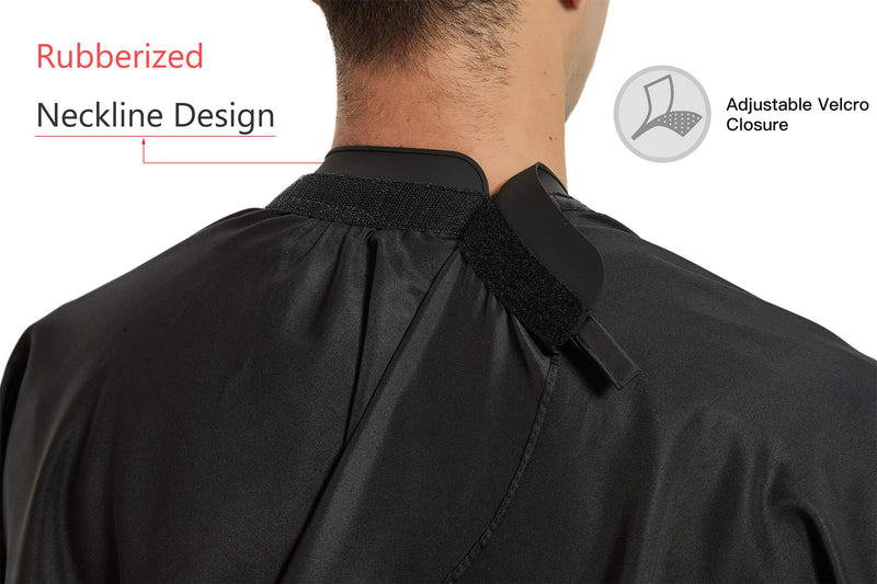 [Australia] - Salon Hair Cutting Cape with Rubber Neck Collar, Professional Anti-static Barber Cape for Shampoo, Haircut and Styling-Black-53 x 57 inches Black with Rubber Cutting Collar 