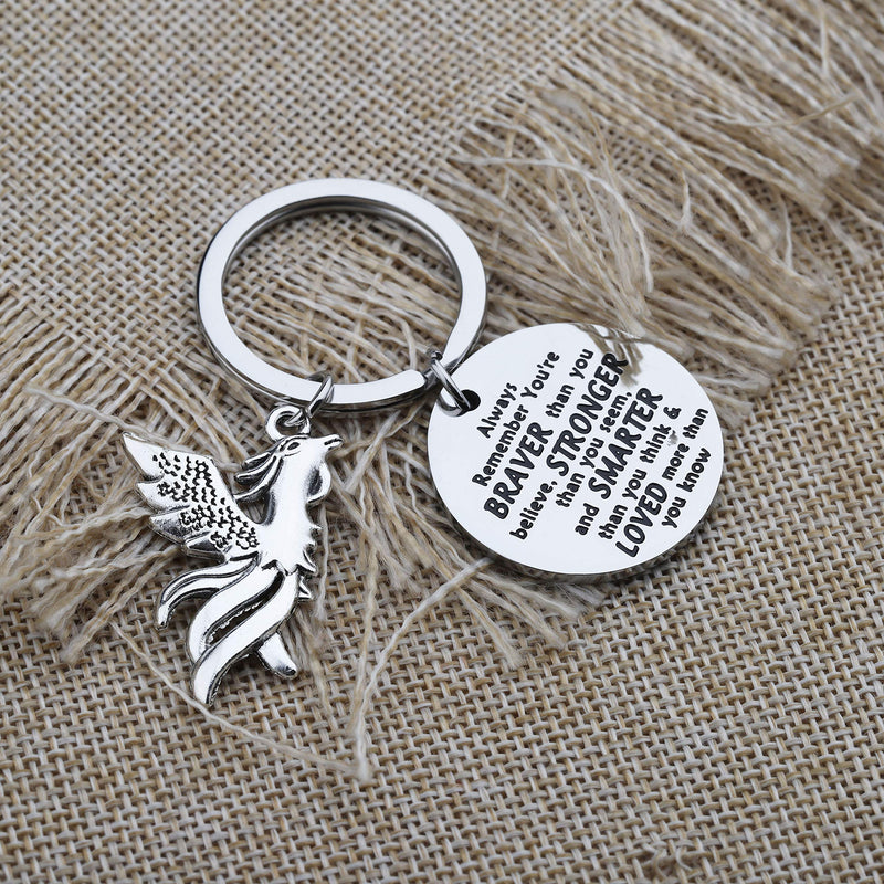 [Australia] - BAUNA Phoenix Keychain Rising Phoenix Bird Pendant Always Remember You’re Braver Than You Believe Inspiration Jewelry Gift for Phoenix Lovers Graduates 