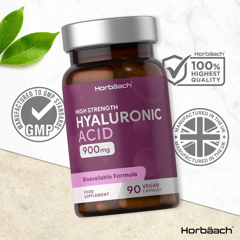 [Australia] - Hyaluronic Acid Supplement 900mg | 90 Vegan Capsules | High Strength Bioavailable Formula | No Artificial Preservatives | by Horbaach 