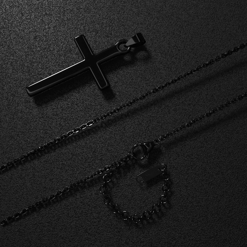 [Australia] - AK-SHIP Cross Necklace, Gold Silver Black Stainless Steel Plain Cross Pendant Necklace Box Chain【20 Inches】 