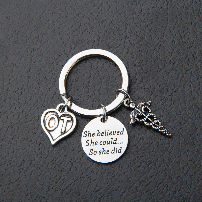 [Australia] - OT Gift Occupational Therapist Graduation Gift She Believed She Could So She Did OT Keychain OT Bracelet Occupational Therapy Gift 