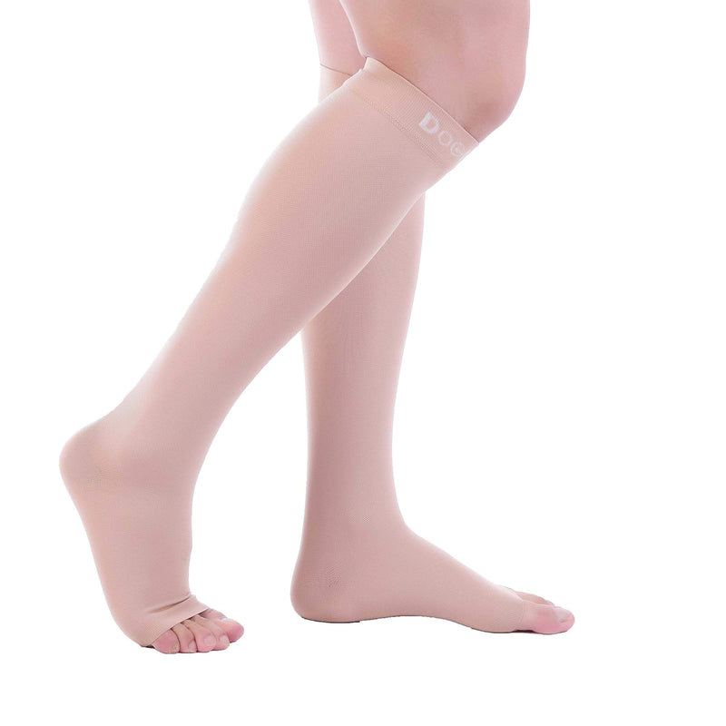 [Australia] - Doc Miller Open Toe Compression Socks 1 Pair 15-20 mmHg Firm Support Skin/Nude X-Large Tall 