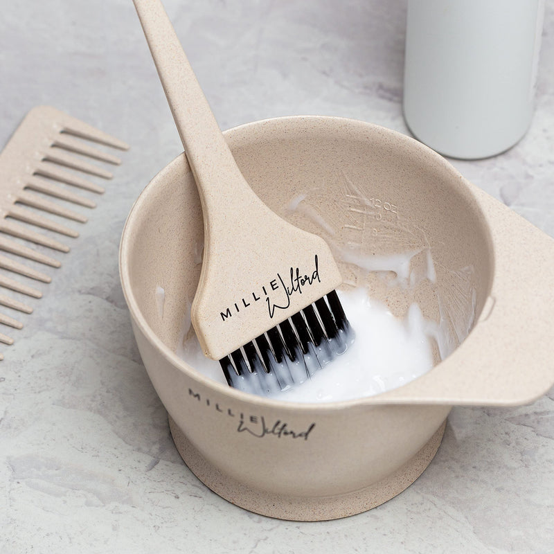 [Australia] - Millie Wilford, Hair Dye Bowl and Brush Set, Tool Kit for Home Hair Dye and Root Touch-up, Recycled Plant Fibre (5 piece) 5 piece 