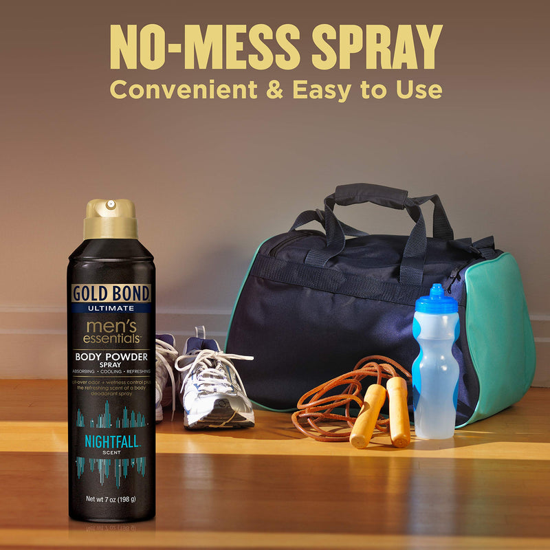 [Australia] - Gold Bond Ultimate Men's Essentials Body Powder Spray 7 oz. Nightfall Scent Odor + Wetness Protection Talc 