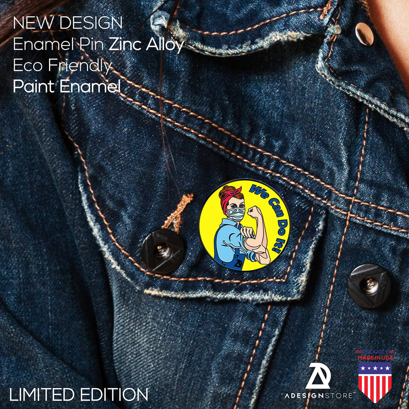 [Australia] - ADESIGNSTORE COVID-19 Coronavirus Lapel Pin - We can do it Covid 19 Enamel Jacket Lapel Pin - Mask Rosie The Riveter Backpack Pin - Memorial Corona Pin Brooch Badges Clothes Bags Shirt 1 